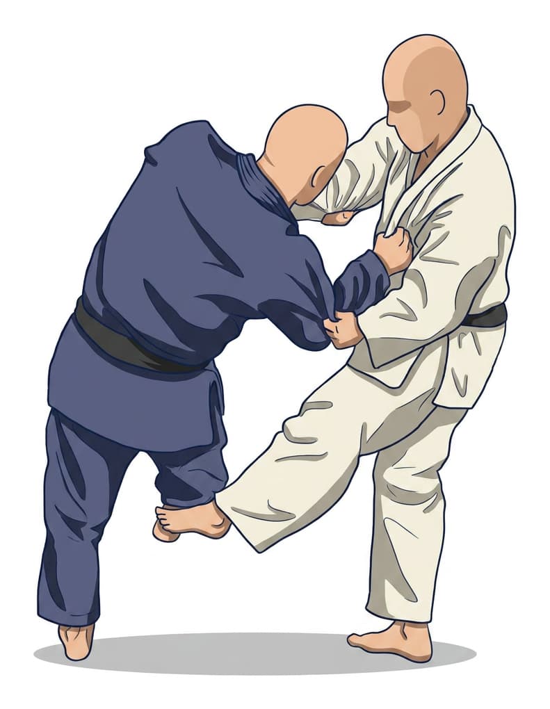 Illustration von De-ashi-barai, einem Fegen des vorschreitenden Fußes