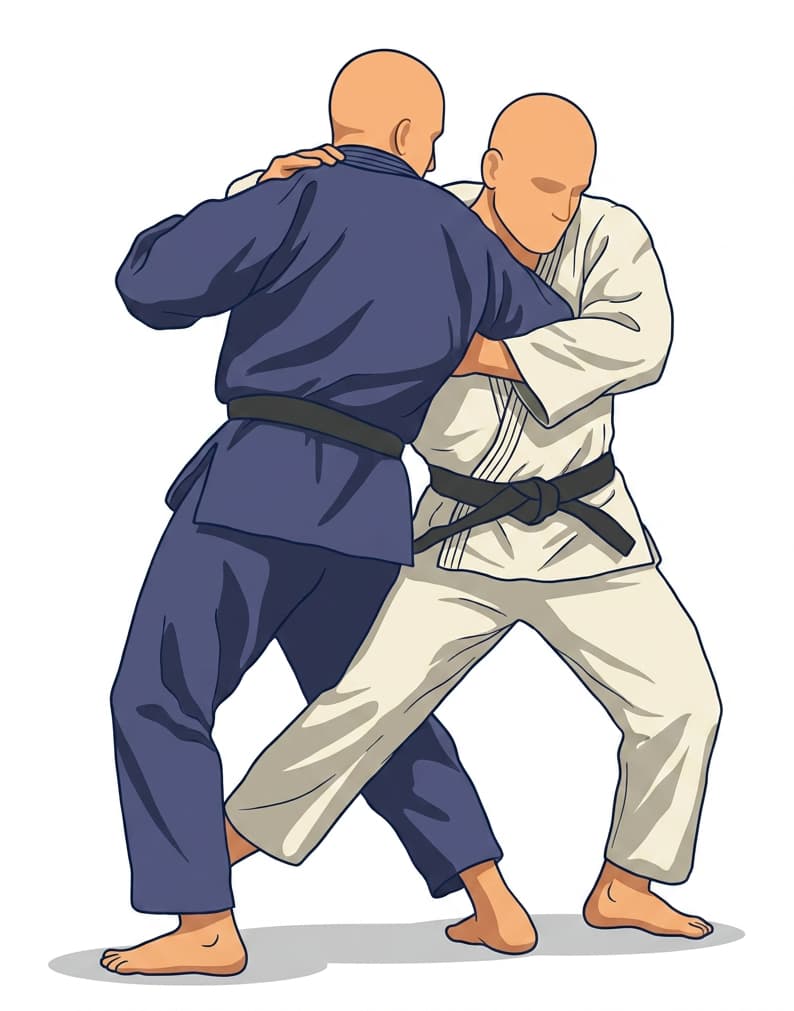 Illustration von O-soto-otoshi, einem großen Außensturz