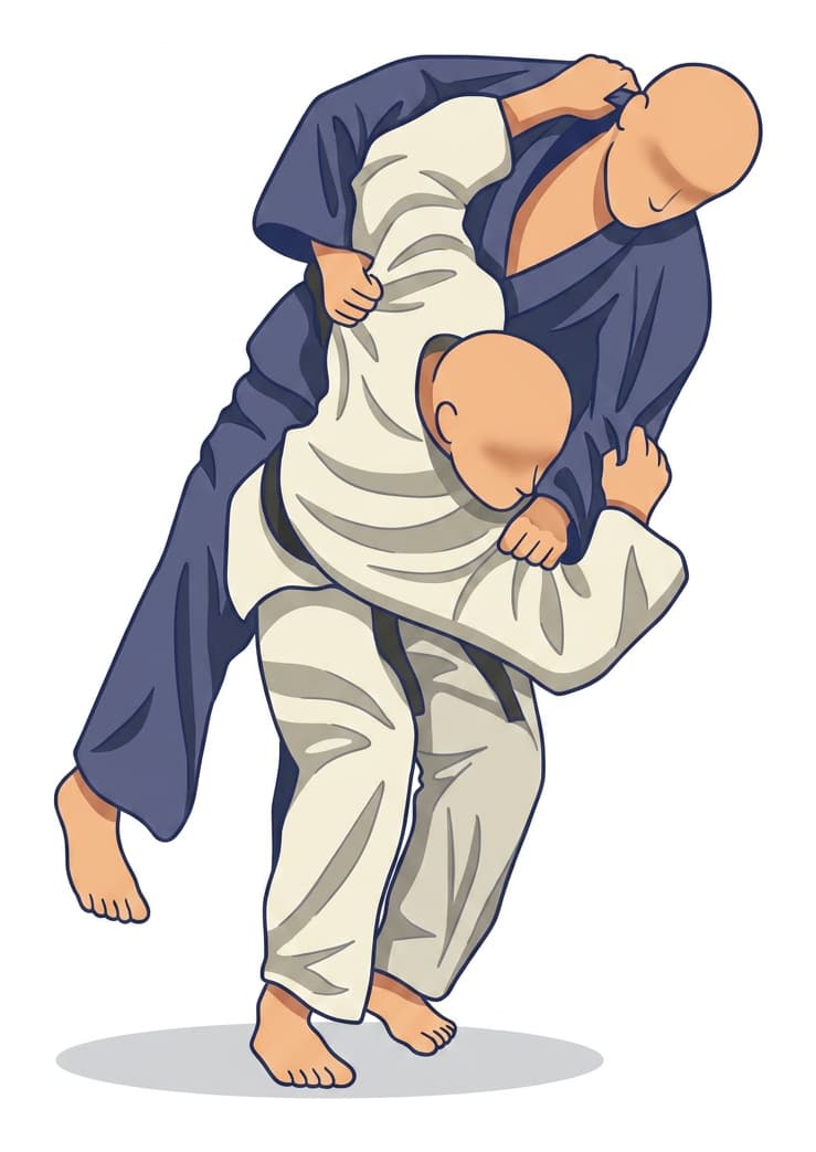 Illustration von Tsuri-komi-goshi, einem Hebe-Zug-Hüftwurf
