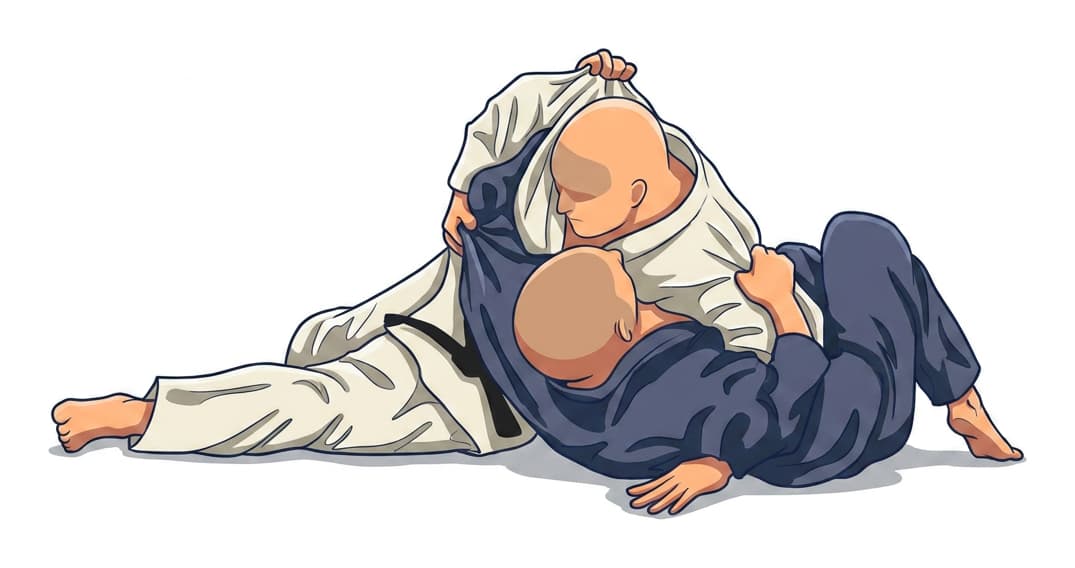 Illustration einer umgekehrten Schärpen-Halteposition aus der Kesa-gatame-Familie