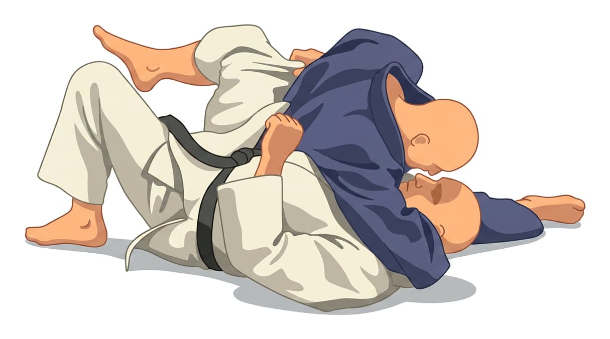 Illustration von Kata-gatame, einem Schulter-Haltegriff