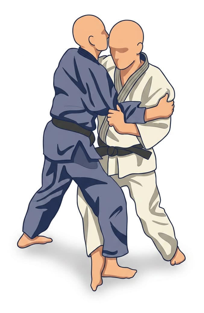Illustration von Ko-uchi-gari mit Angriff an der Ferse von innen